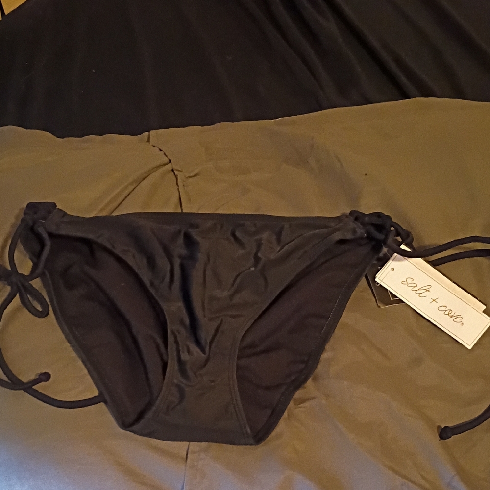 Salt + Cove Black Side-Tie Bikini Bottom